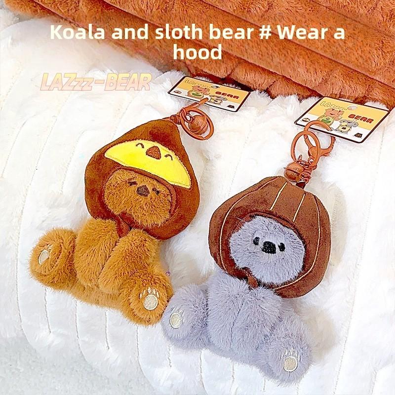 Adorable Plush Koala And Sloth Bear Keyring With Wearing A Headgear For Gifts