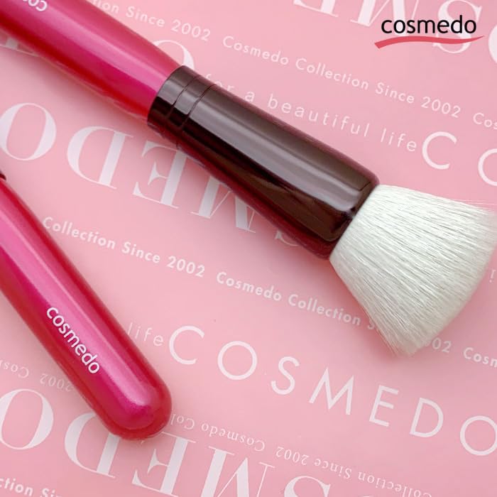 Takumi no Makeup Brush Kumano Brush Round Flat Cheek Pink Handle Cosme-do Brush, (Goat Hair) PKN-C24KW