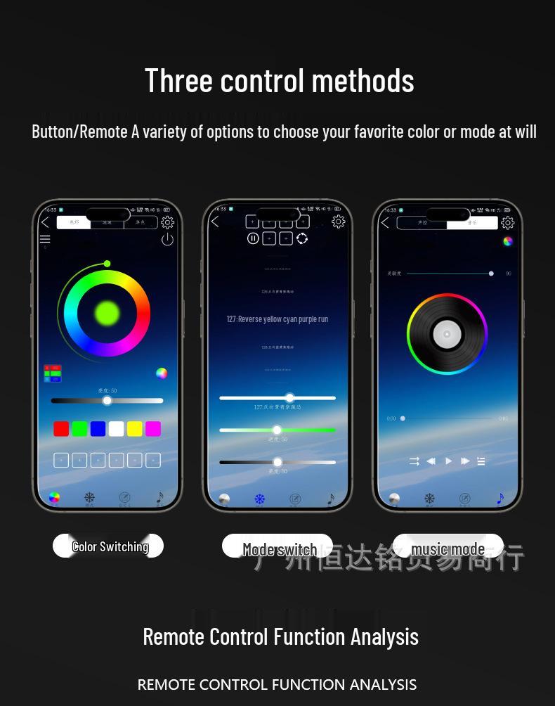 USB-Powered LED Ambient Light for Car Dashboard & Windshield - Color Flow Feature