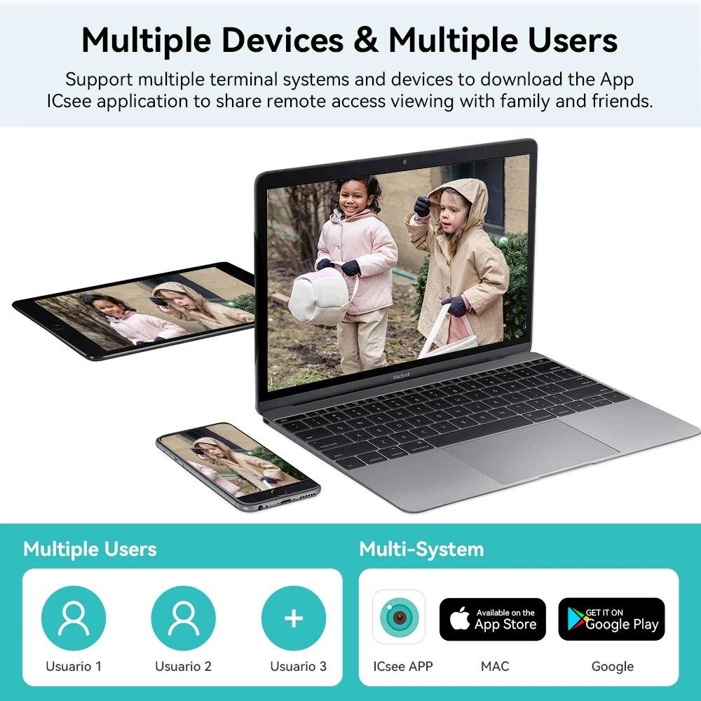 New EU 4K 8MP WIFI PTZ IP Camera Dual Lens With Dual Screen Ai Human Auto Tracking Color Nightvision ICsee Outdoor Surveillance Camera