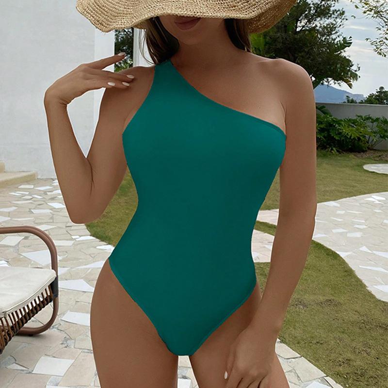 TS JYL-BK018 Polka Dot One-Piece Swimsuit, Tummy Control Conservative Swimwear S