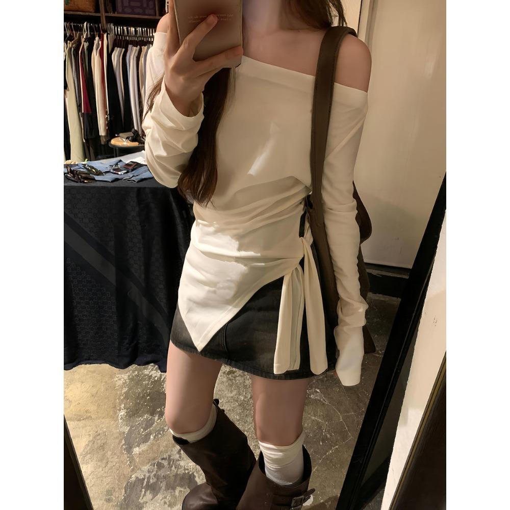 Taillenbetontes Ein-Schulter-Top für Damen im Frühling und Herbst Neues Nischen-Innen-Unterhemd-Top