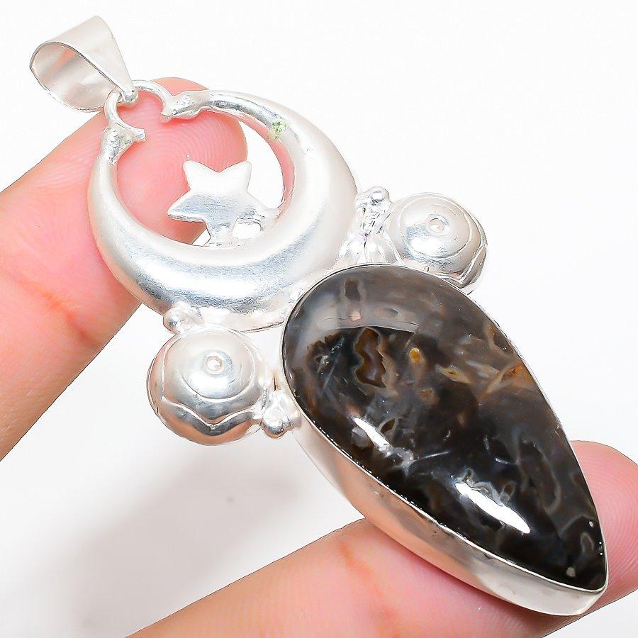 

Подвеска ручной работы в этническом стиле с драгоценным камнем и агатом, 2,80 дюйма, VR-627