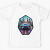 Cyberpunk Racing Sports Car With City Skyline Kids T-Shirt