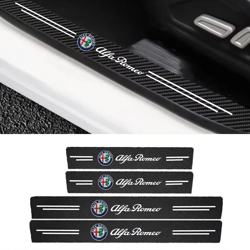IZGZ4 Car Carbon fiber Door Sill Welcome Pedal Stickers For Alfa Romeo STELVIO Giulia 159 Giulietta 147 Mito 156 MTO Car Accessories