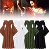 Bare Boat Neck Shoulder Ruffled Long Sleeves Renaissance Maxi Dress Cosplay Set