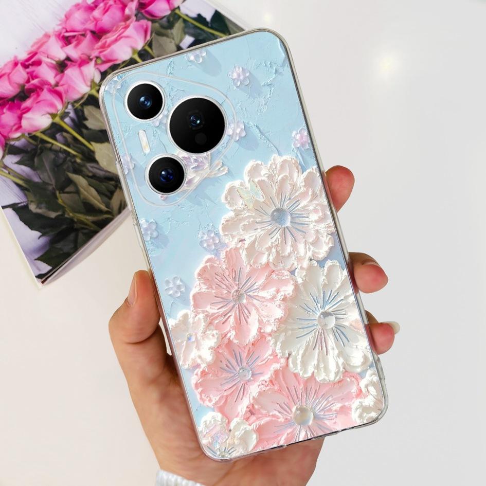 For Huawei Pura 70 Pro Plus Case Fashion Flowers Clear Soft Silicone Shockproof Phone Cover For Huawei Pura 70 Pro Pura70 Bumper