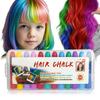 Sada 12 barevných křídových tužek na vlasy, hřeben s křídou na vlasy, dočasná smývatelná barva na vlasy, tužka na barvení vlasů na vodní bázi pro Halloween Cosplay