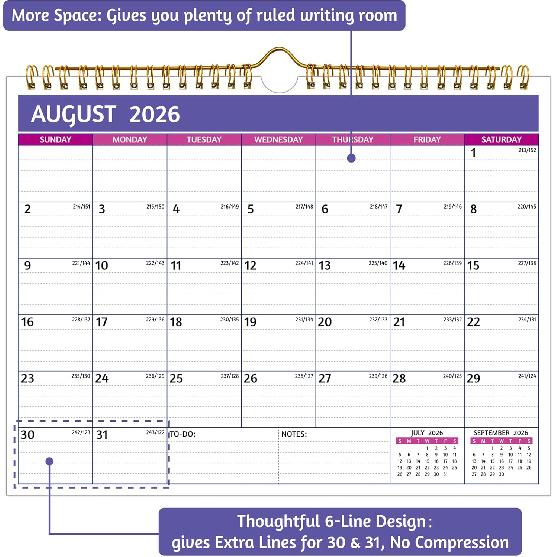 Wall Calendar 2026-2027 – 2 Year Calendar 2026-2027, 11 X 8.5 In, Jan 2026 - Dec 2027, 2026 Calendar 24 Months, Small Monthly Calendar 2026, with