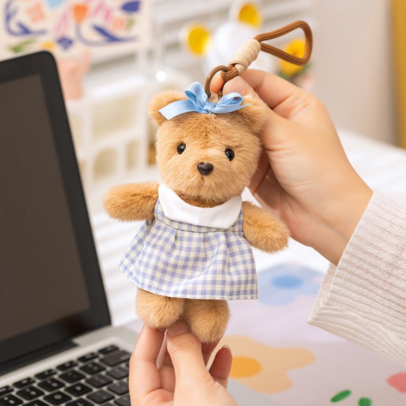 Dress Teddy Hoodie Bear Keychain Plush Toy Stuffed Doll Bag Gift Decoration