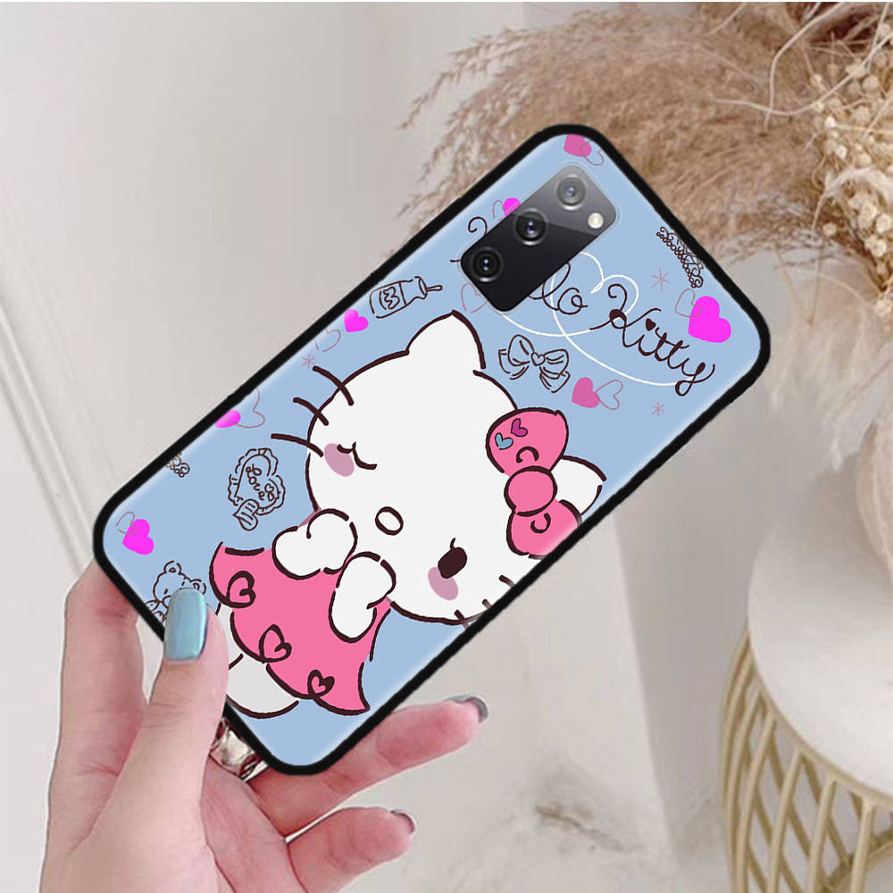Black Case for Samsung Note 20 Lite S24 Ultra S23 A03 A05 A06 A11 A71 A15 A16 A13 A24 A25 A33 A52 A53 A50 M55 M35 Plus L-22 Hello Kitty