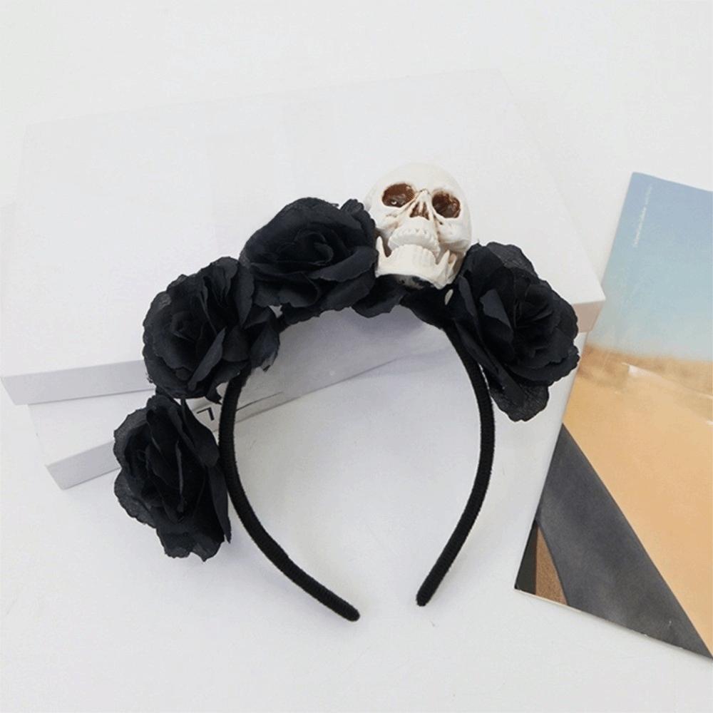 Halloween Decor Skull Head Headband Simulation Flower Gothic Flower Hairband  Party