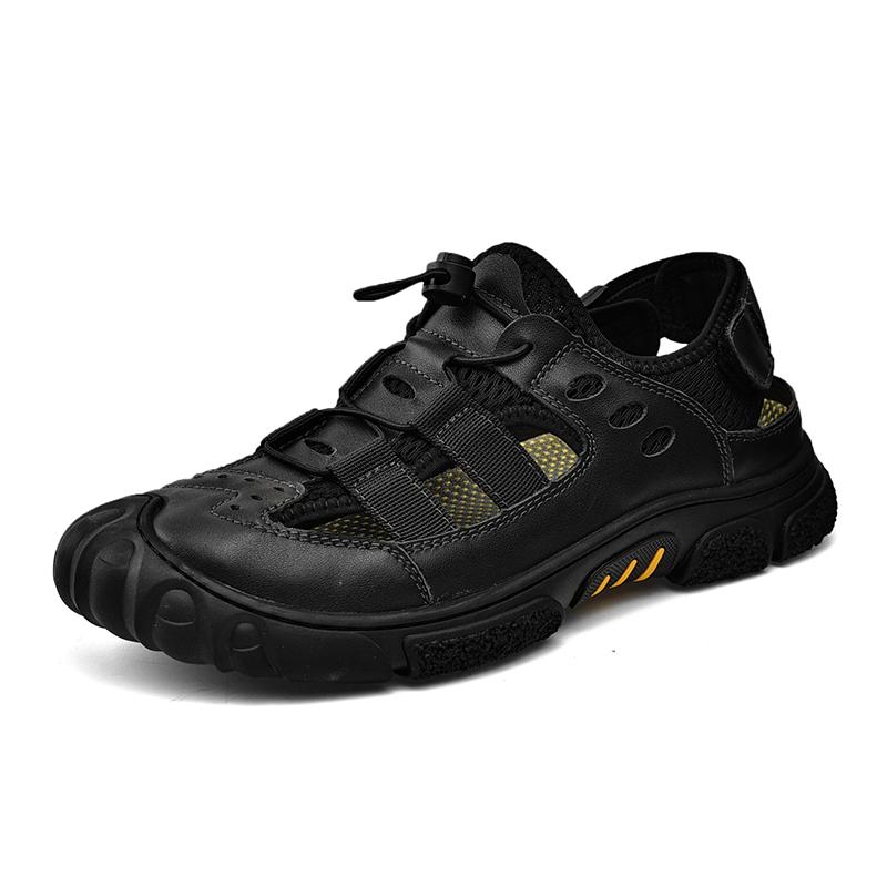 

Популярные брендовые мужские летние пляжные сандалии, мужская повседневная обувь на толстой подошве, мужские походные сандалии с выемками 45 чёрный