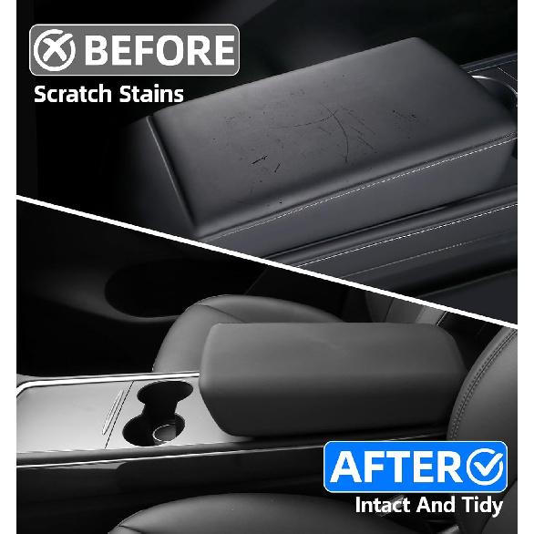 WinDu For Tesla Model 3 Model Y Armrest Cover Center Console Cover Non-Slip TPE Armrest Protector 2016-2024 Model 3 Model Y Interior Accessories
