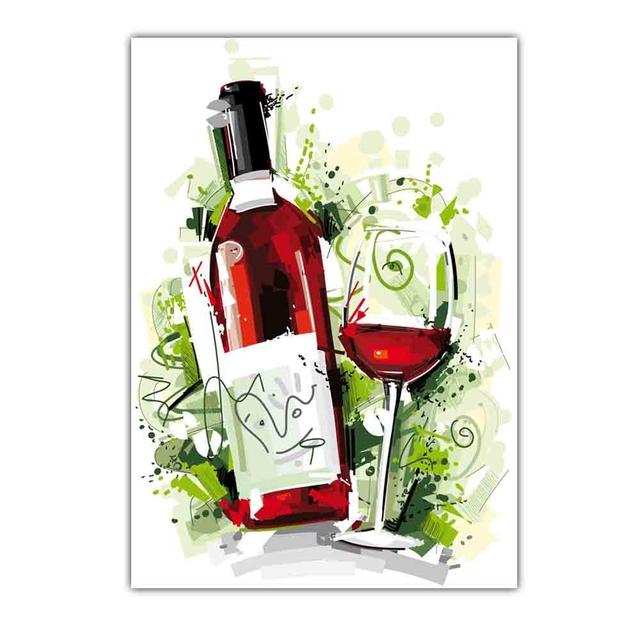 

Скандинавское граффити искусство мода холст живопись цвет абстракция бутылка вина стекло постер кухня гостиная украшение дома фреска без рамки 21*30cm No Frame