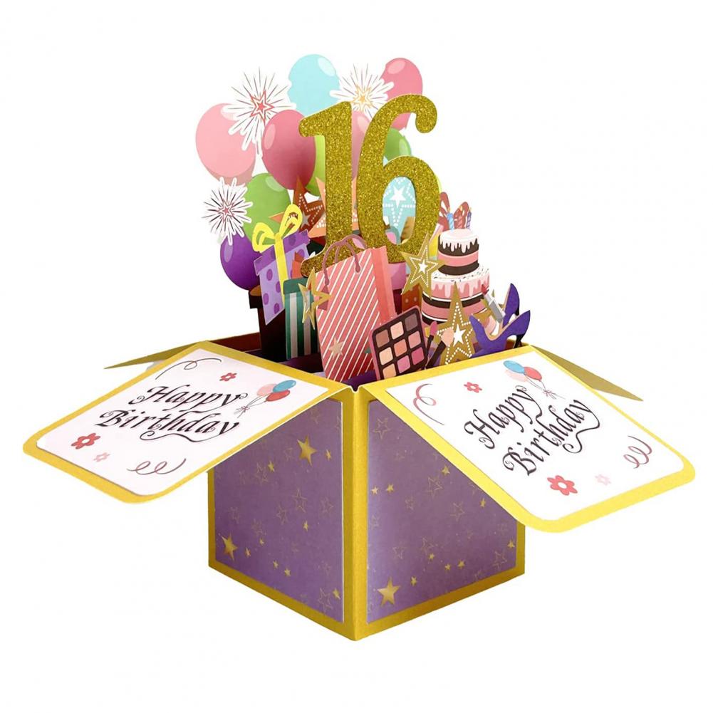 Pop Up Anniversary Card 16 18 20 40 50 60 Number Figure Greeting Card 3D Design Glitter Gift Giving Paper Box Birthday Card