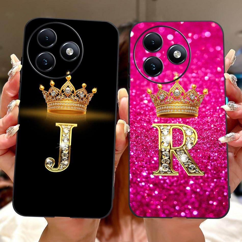 For ITEL S24 Fashion New Crown Letter Phone Case For Itel S24 S667LN Black Silicone Soft TPU Cases