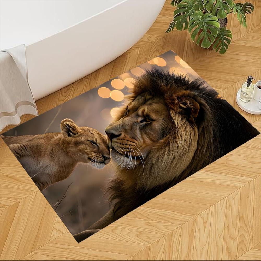 Lion And Cub Bond Non-Slip Home Carpet Design for Office Decor Living Room Bedroom Gift