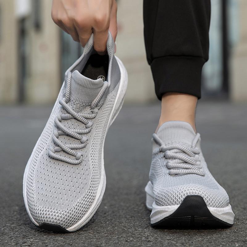 Elastic Anti Slip Sole Mesh Lined Men Summer Casual Running Footwear Vent Light Comfort For Indoor Outdoor Daily Walking