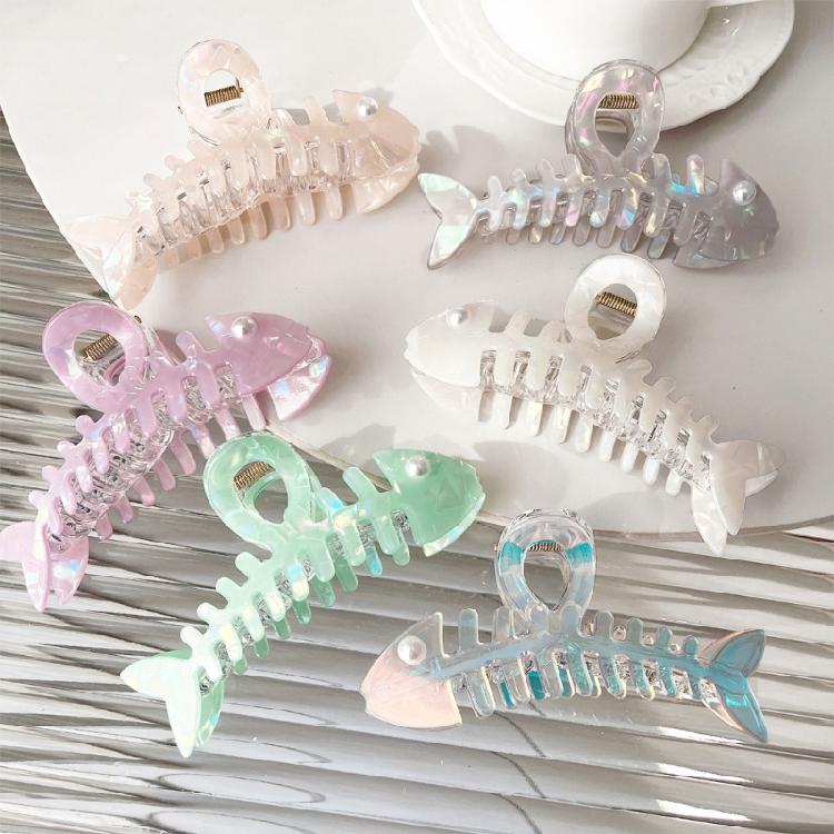 Nacreous Fish Bone Hair Clip Slip Resistant Design Lightweight Hairpin For Women Girls Soft Feel Wear