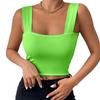 Basic Crop Tops for Women Square Collar Low Back Sleeveless Short Tank Top Solid Color Stretchy Bodycon Sexy Backless T Shirt