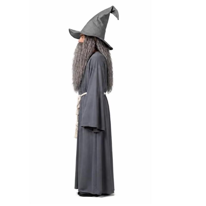 Halloween Gray Wizard Wig Beard Clothes Set Hobbit Gandalf Clothes Hat