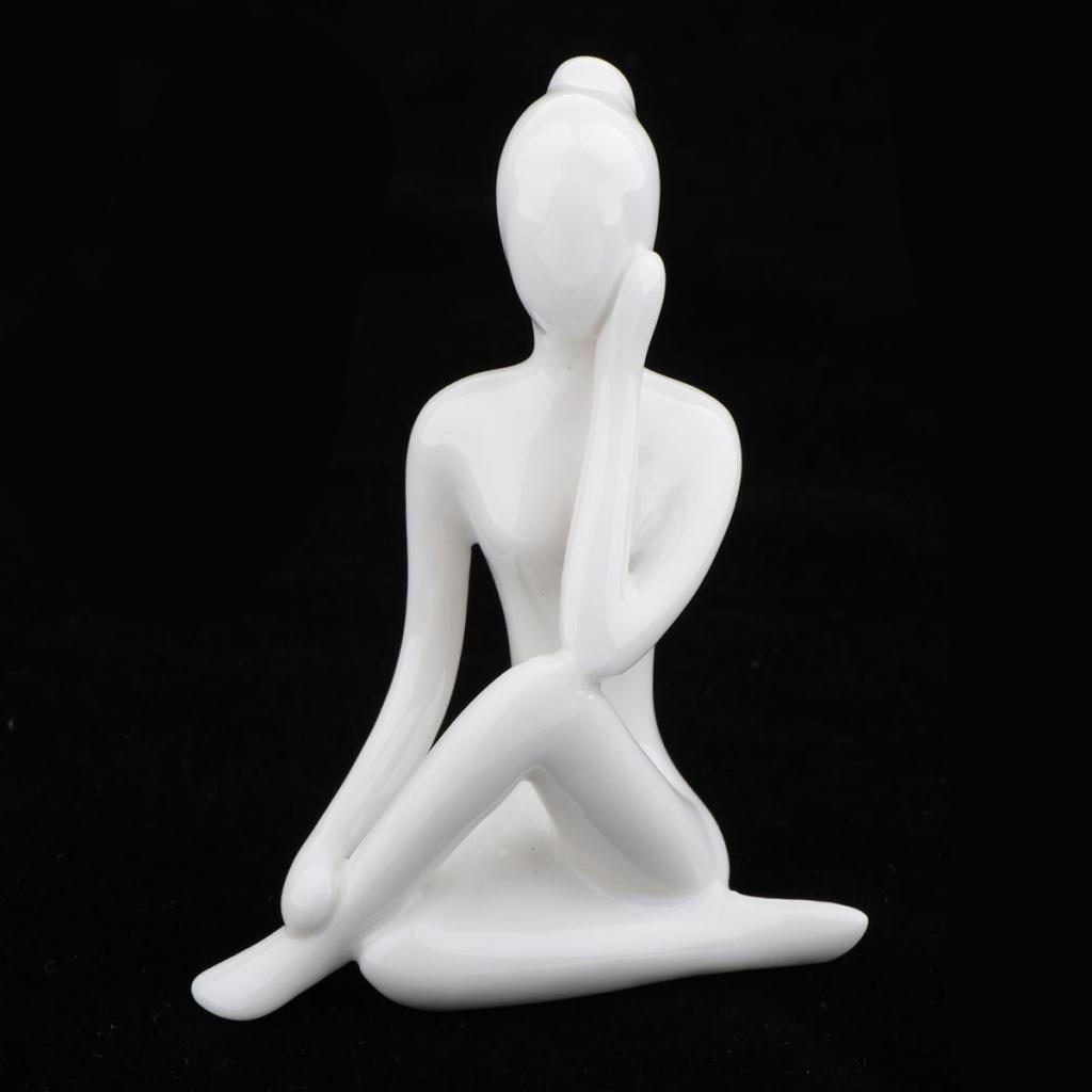Abstract Art Ceramic Yoga Poses Figurine Porcelain Statue Different Home Ornament