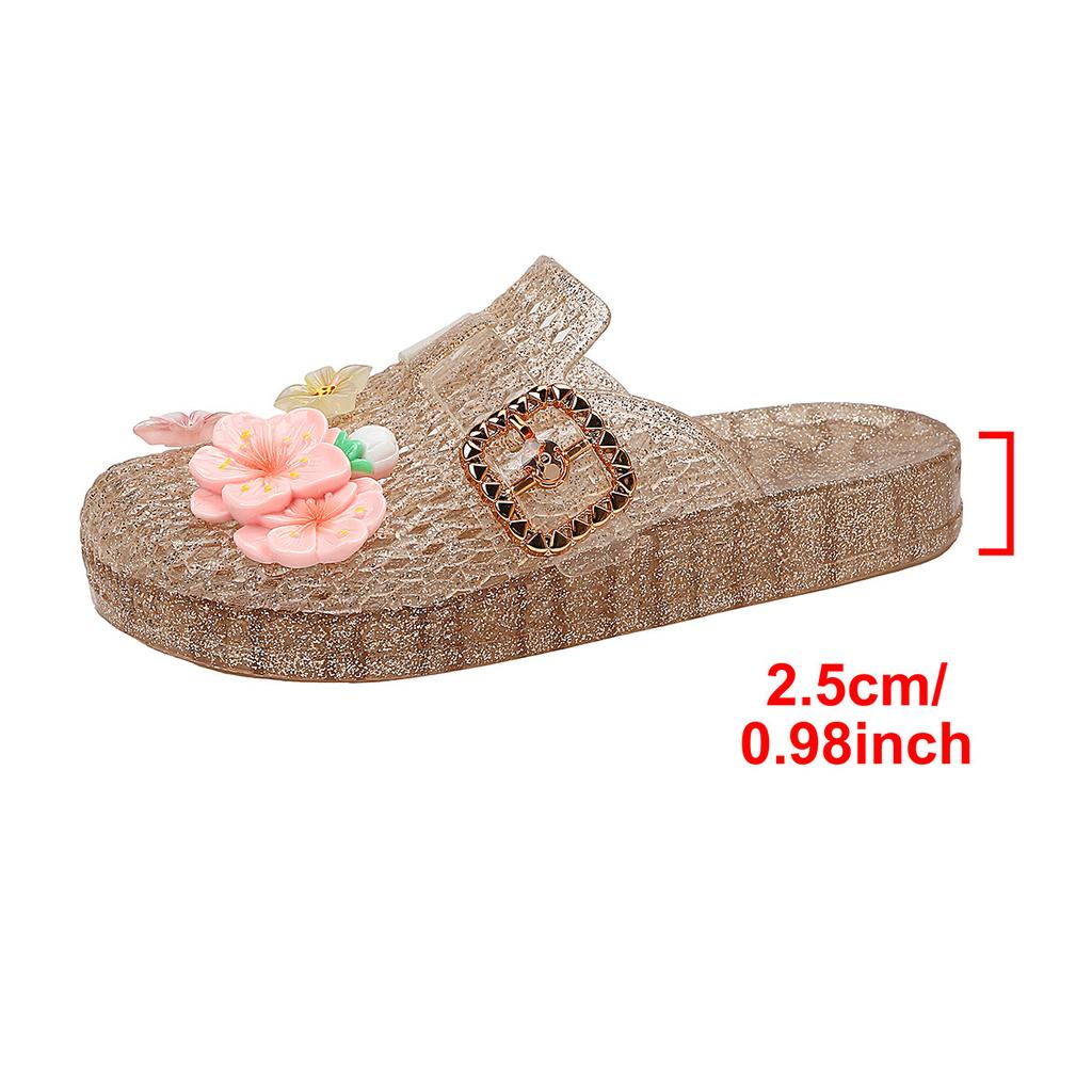 Women’s Jelly Woven Buckle Cork Round Close Toe Mule Comfort Slides Summer Beach Shoes Non-Slip Clogs Indoor&Outdoor Slippers Dress Sandals for Women