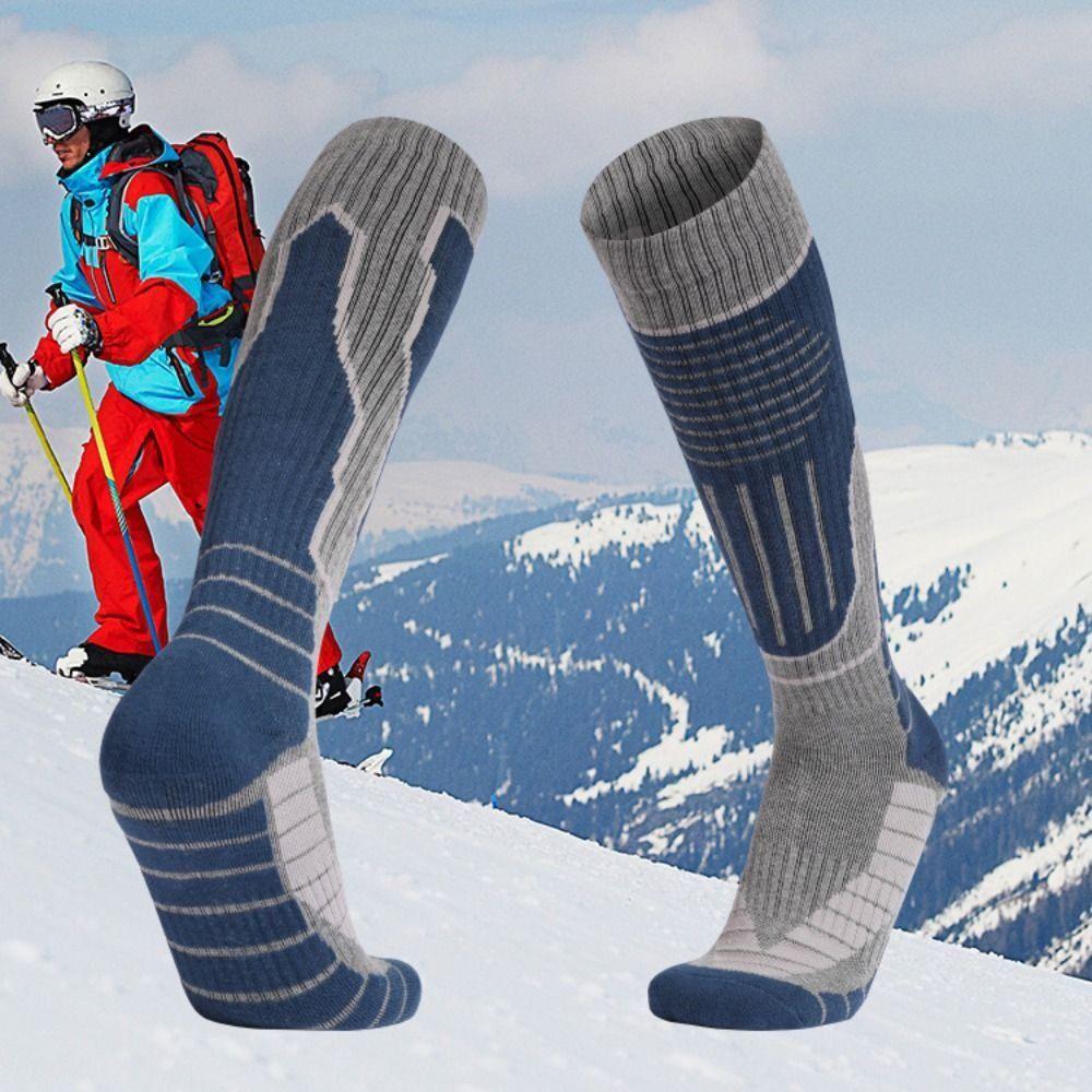 

1 Pair of Towel Bottom High Tube Sports Socks Sweat Absorption Mountaineering Socks Outdoor Skiing