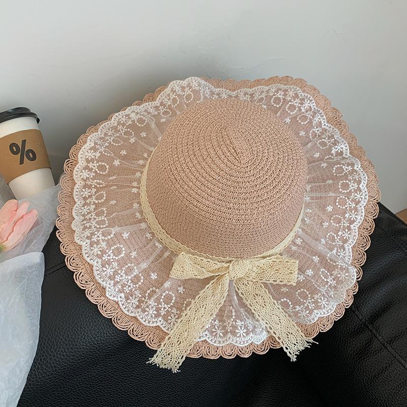 Lace Straw Hat, Female, Summer Large Brim, Outdoor, UV Resistant, Woven Straw, Sun Hat, Beach Hat By The Sea