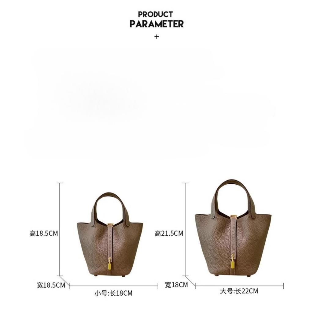 Vegetable Basket Handbag All Handmade Leather Togo First Layer Cowhide Premium Versatile Bucket Bag Women's Bag Factory Wholesale