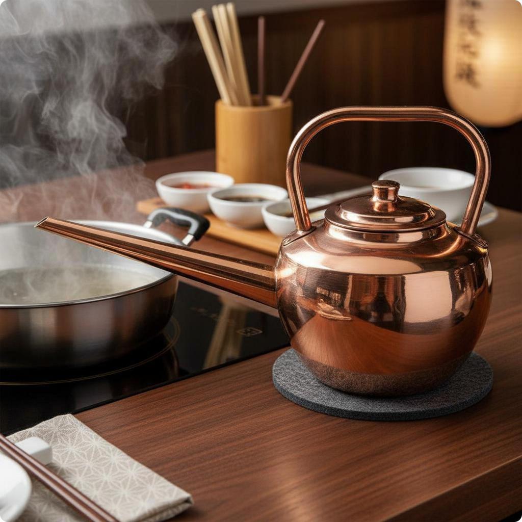 Handmade Copper Pouring Pot Thickened Pure CopperWarm Kettle Induction Compatible Base for