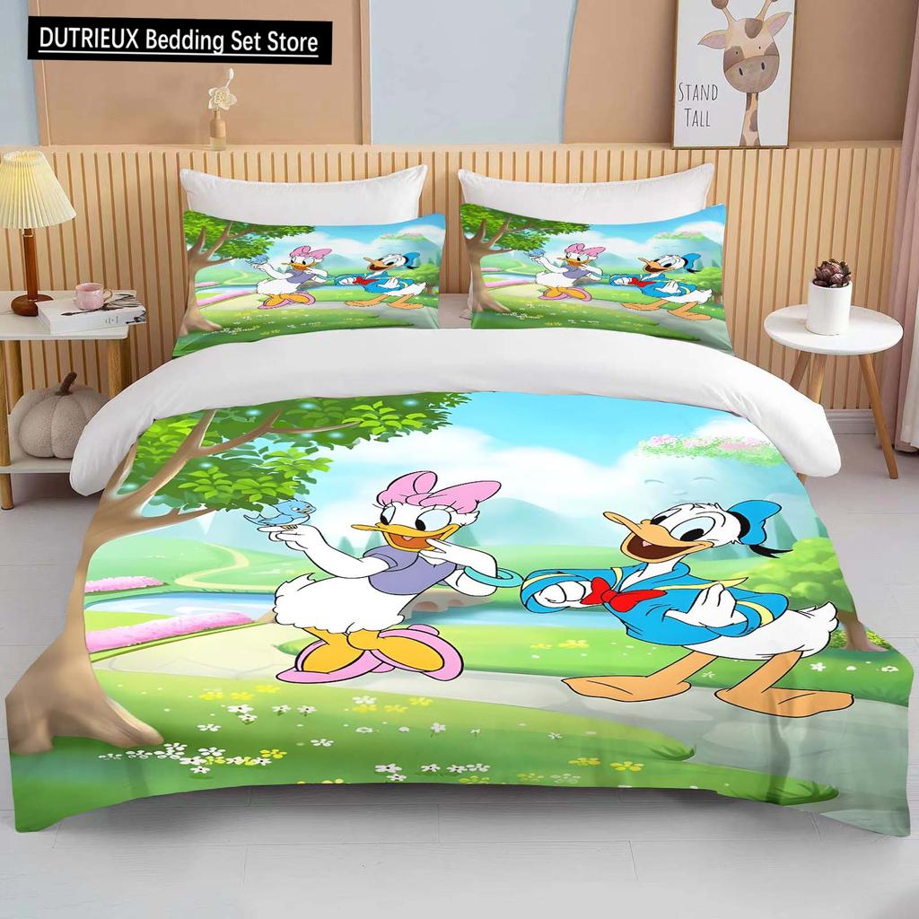 Collezione Biancheria da Letto Morbida Stampata con Paperino e Paperina Disney Copripiumino Cartone Animato Piumone Federa Bambini Ragazzi Ragazze Adulti Regalo King