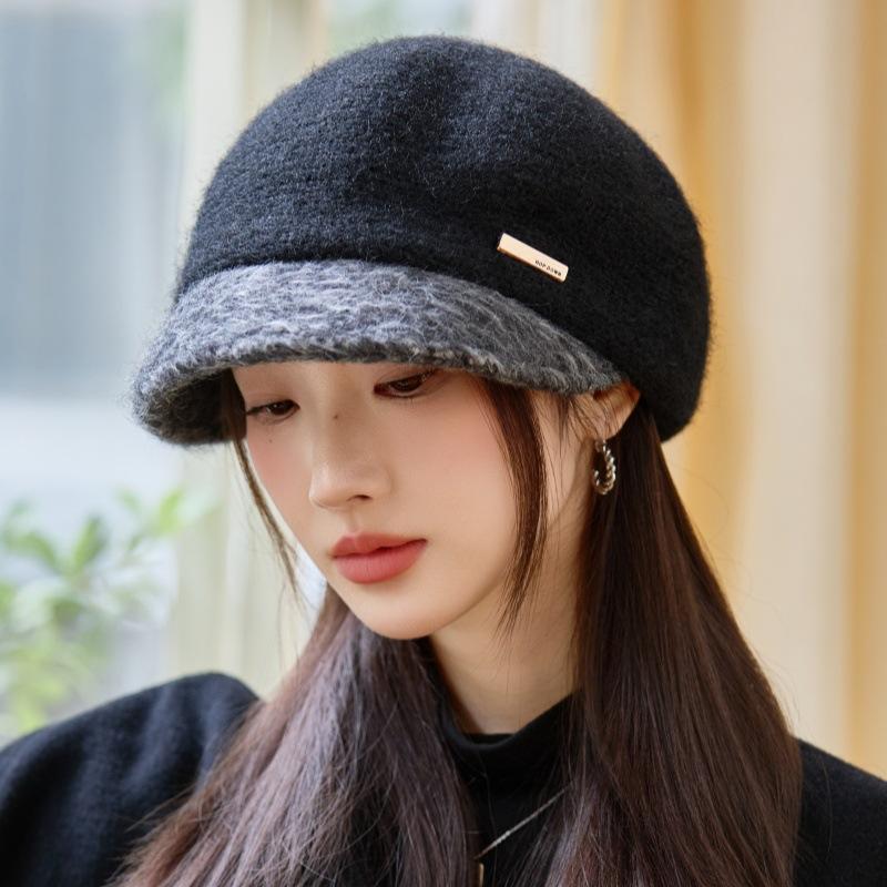 Autumn and Winter Elegant Woolen Beret Retro Casual Thickened Hat Outdoor Windproof Warm Painter Hat