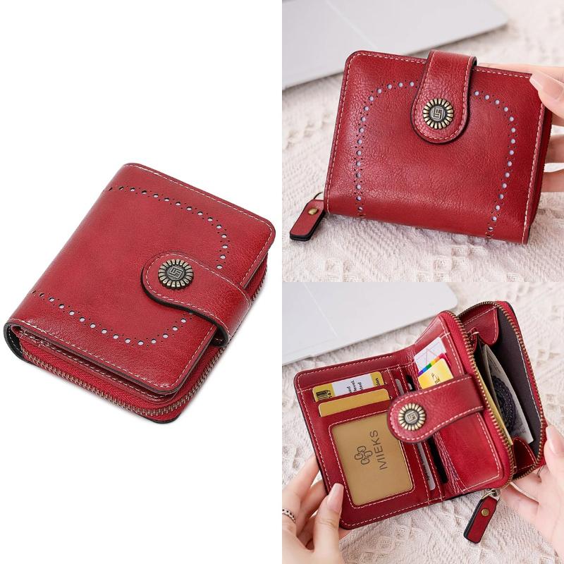 Women Retro Hollow Out Short Wallet Multi-Card Zipper Purse Clutch High Quality Multi Slot Card Wallet And Coin Purse Fashion Buckle Handbag