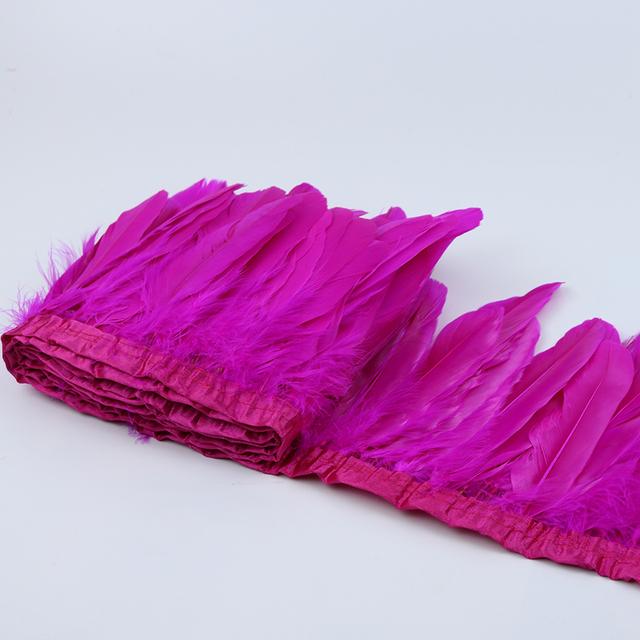 1Meter Dyed Golden Goose Feather Trims for DIY Craft Party Wedding Dress Carnival Ribbon Clothes Decor Plumas Accessories15-20cm