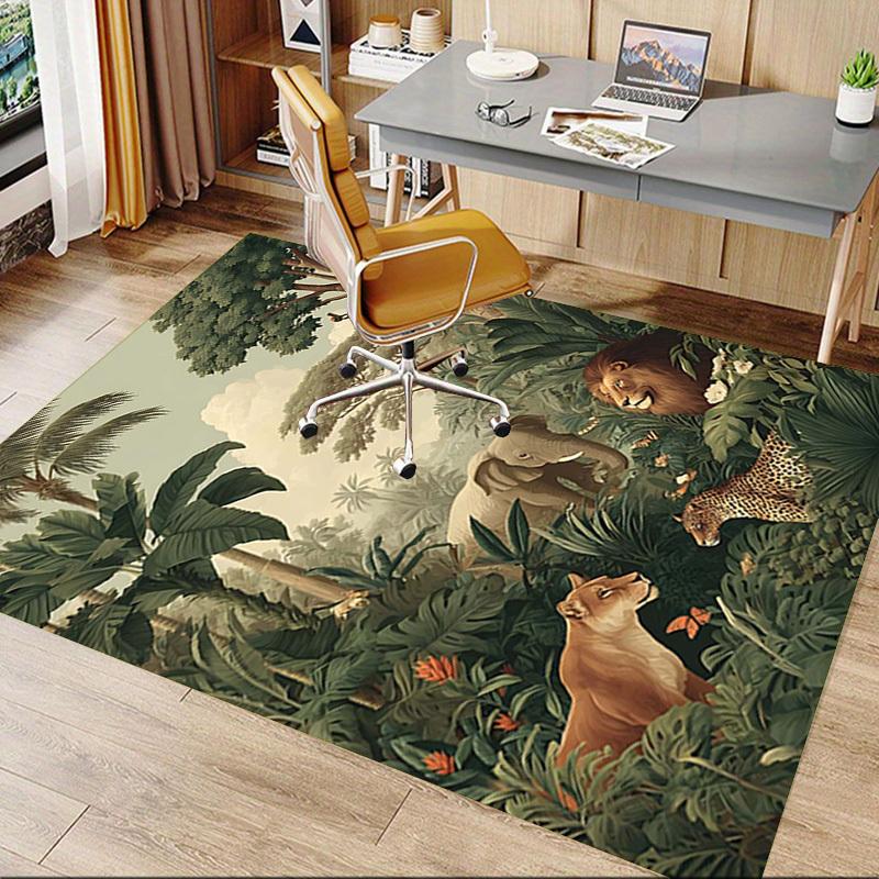 1PC jungle animals Non-Slip Floor Carpet Compatible for Office&Living Room&Bedroom&Dining room - Flat - Weave Machine-S0341
