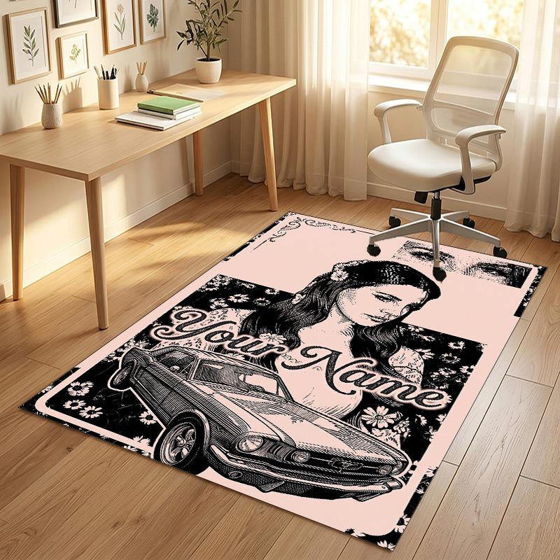 Personalized Crystal Velvet Carpet,Lana Del Rey Custom Printed Name, Plush Area Rug For Home Indoor Decor