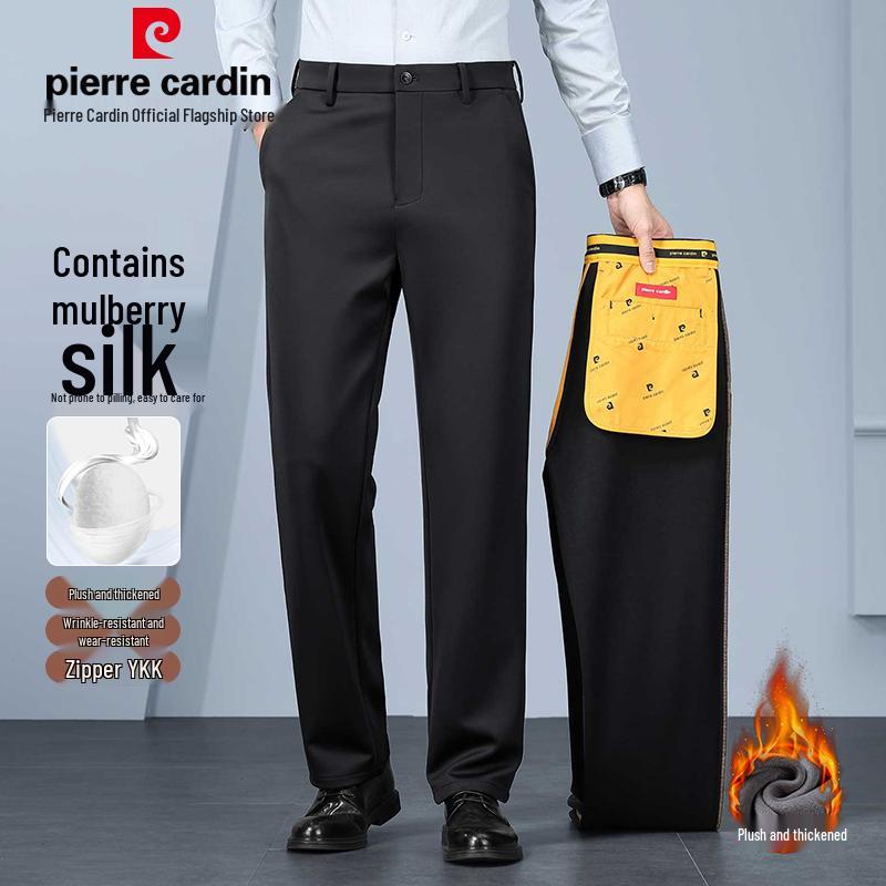 Pierre Cardin Men's Silk Blend Fleece Lined Straight-Leg Trousers
