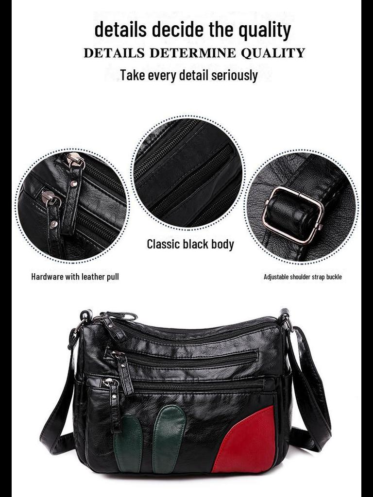 2023 Korean Style Soft PU Leather Multi-Layer Shoulder Bag - Large Capacity, Fashionable, Versatile Women's Messenger Bag