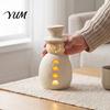 Desktop Snowman Decor Christmas Decorative Light, LED Light-up Hollow Figurine, Statue Resin Night Lamp for Holiday Party Tabletop Light-Up Figurine