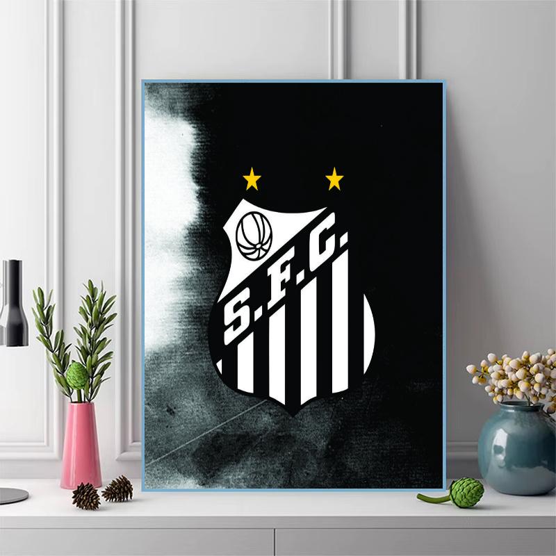 Santos FC Pattern 3pcs 100% Round Full Drill 5D DIY Diamond Painting Embroidery Cross Stitch Rhinestone Décor