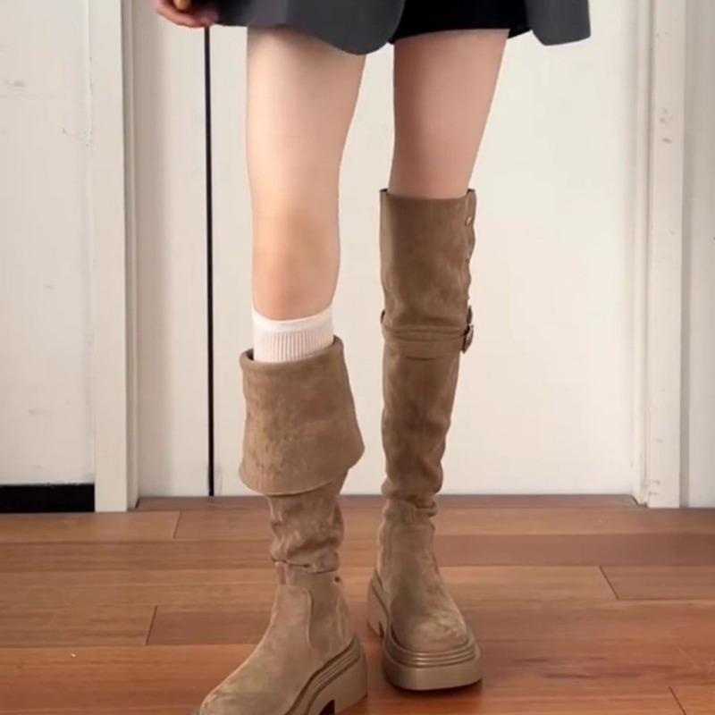 Long knee boots popular Maillard style thick legs two wear high boots
