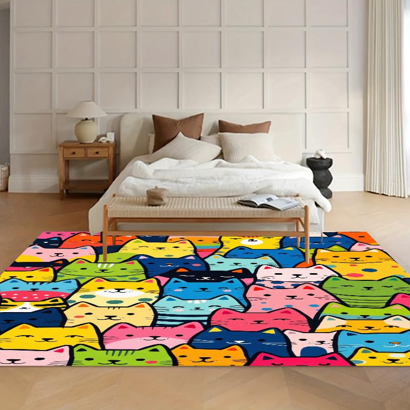 Colorful Cartoon Cat Carpets for Living Room Area Rug Non-Slip Rugs & Carpet Home Decor Alfombra Gift Soft Washroom Floor Mat