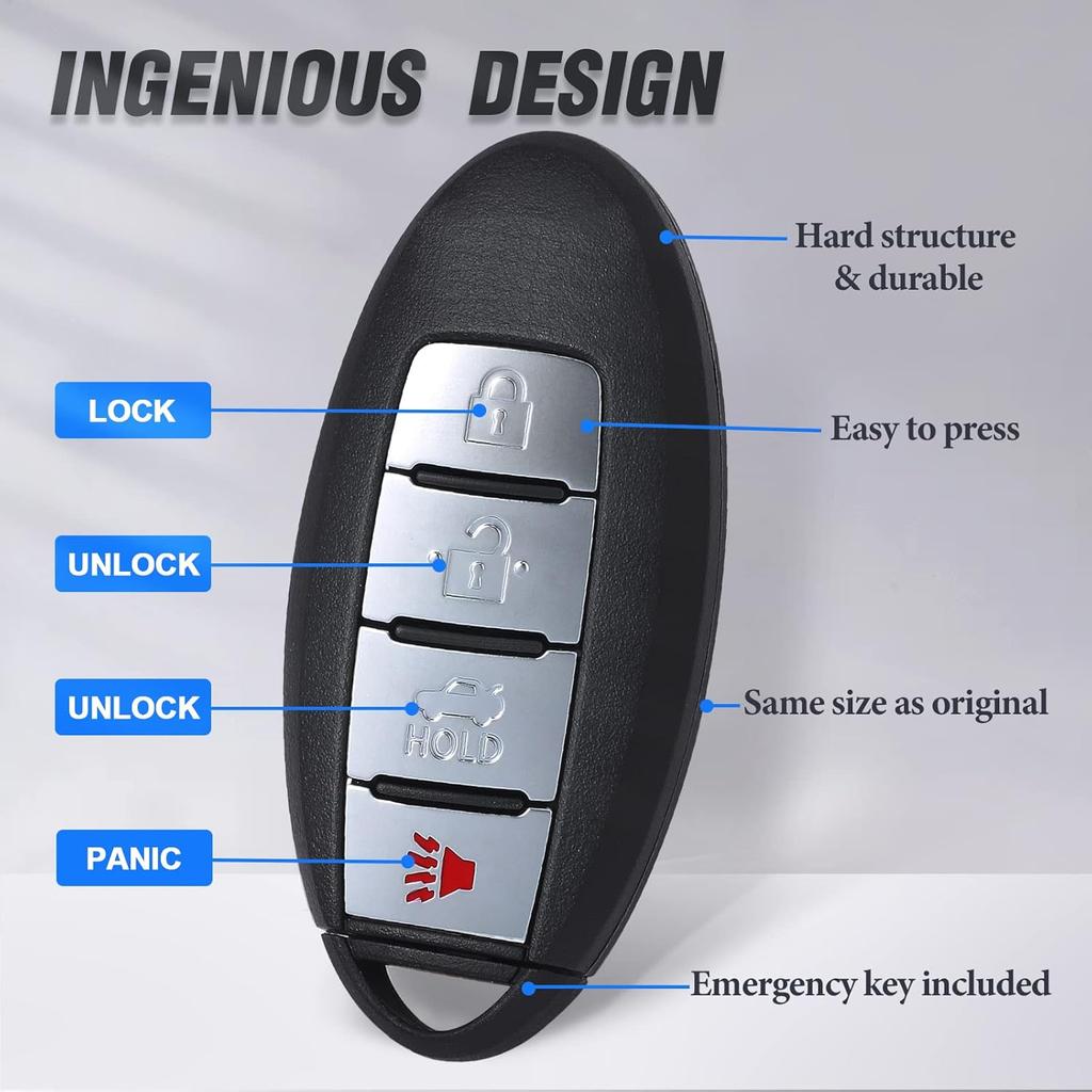 Keyless Entry Remote Key Fob Replacement for Infiniti Q50 2014 2015 2016 FCC ID:KR5S180144203 P/N:285E3-4HD0C 4A Chip 4 Buttons