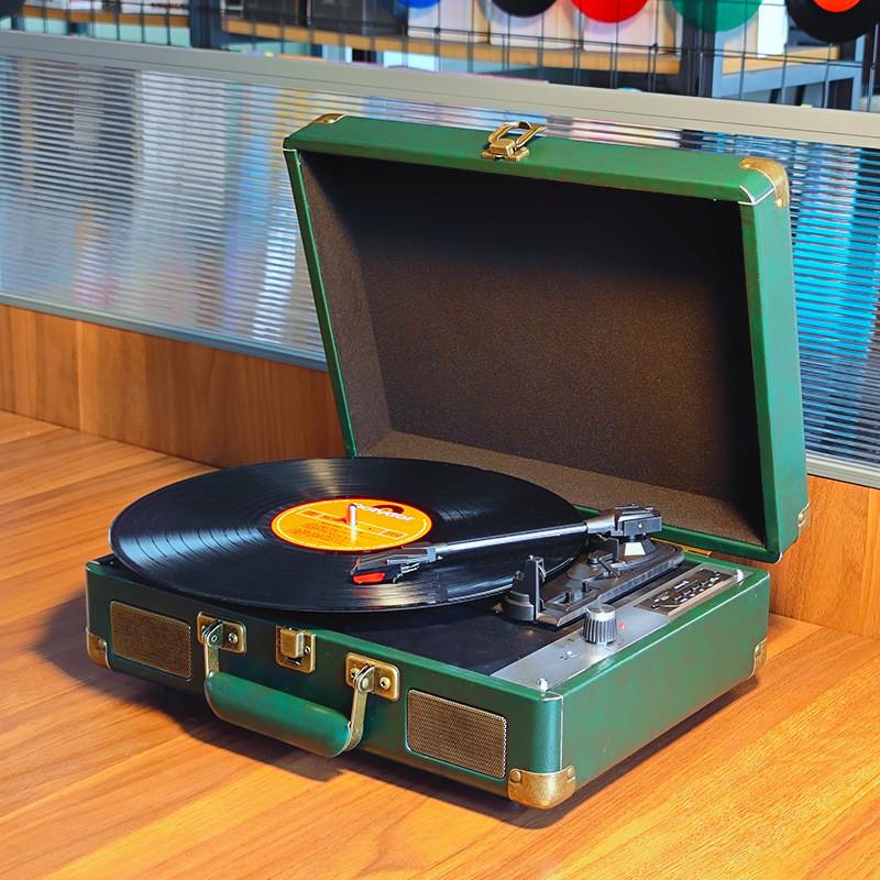 All-in-one Antique Stereo Household Phonograph Vintage Vinyl Leather Surface Record Player Bluetooth Speaker New 350x260x120mm