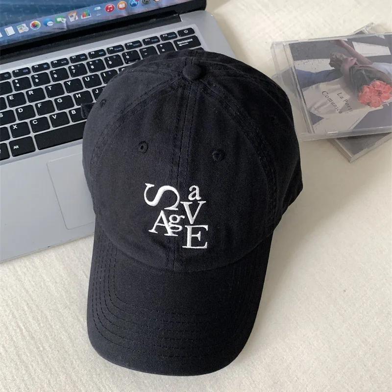 

Unisex Letter Embroidery Baseball Caps Korean Solid Color Cotton Peaked Hats Women Men Outdoor Sports Sunshade Duckbill Hats Adjustable