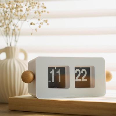 Auto Flip Table Clock Home Decor Modern Artwork Ornament Automatic Page Turning Clock for Bedside Living Room Dorm School Office