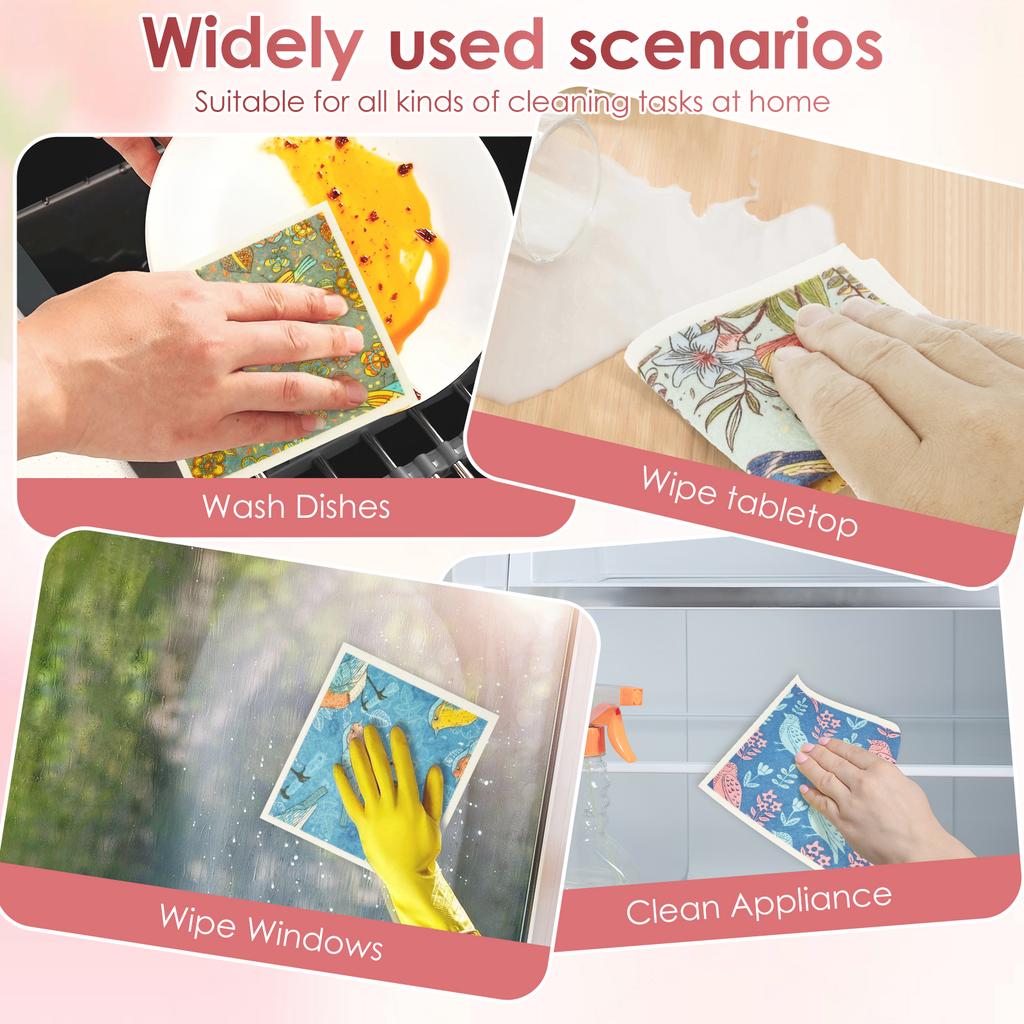 12Pcs Kitchen Dish Towels Absorbent Swedish Dishcloths Reusable Dishcloths Washable Kitchen Dish Rags for Washing Dishes