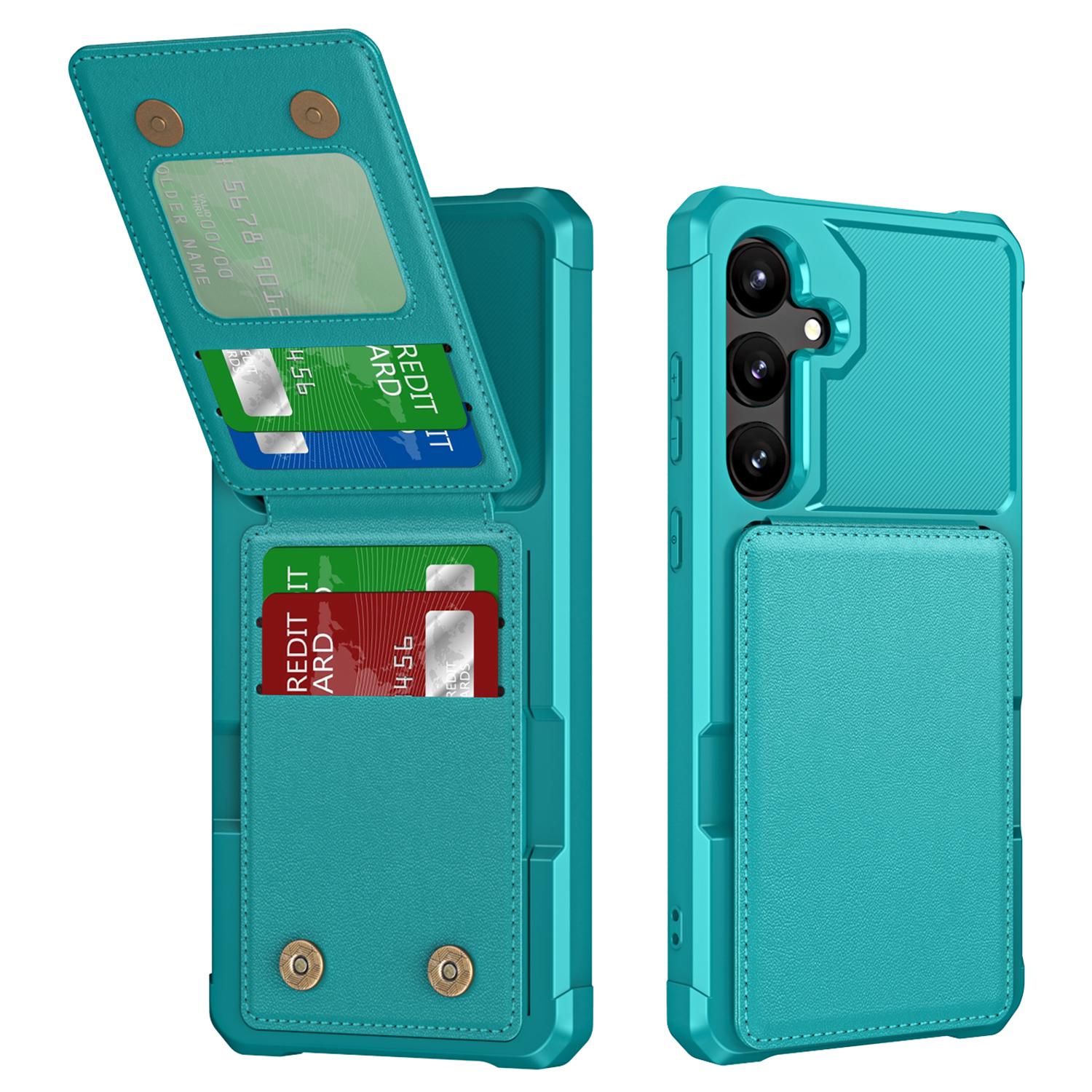 

ZM11 For Samsung Galaxy S24+ Cover Kickstand PU Leather+TPU Phone Card Case Green
